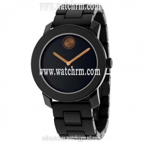 Movado Bold Black Dial Black Polyurethane and Stainless Steel Band Black Stainless Steel Case Unisex Quartz Watch 3600315