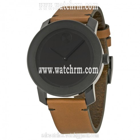 Movado Bold Black Dial Brown Leather Unisex Watch 3600351