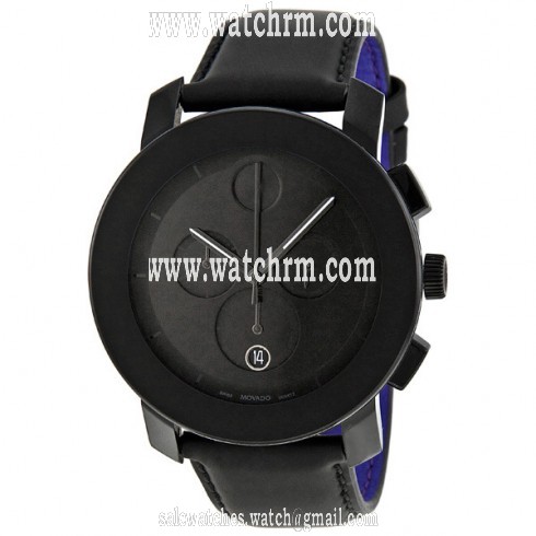 Movado Bold Black Dial Chronograph Leather Men's Watch 3600089