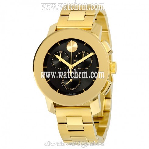 Movado Bold Black Dial Gold-tone Chronograph Unisex Watch 3600359