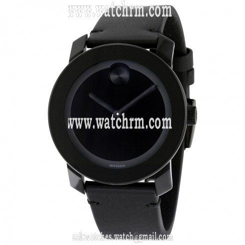 Movado Bold Black Museum Dial Black Leather Unisex Watch 3600306