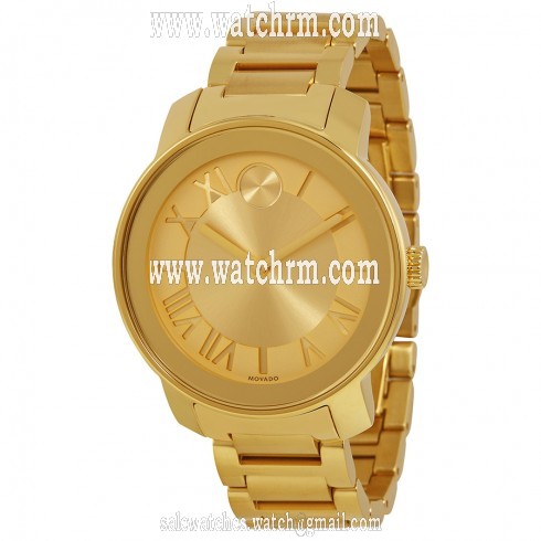 Movado Bold Champagne Dial Yellow Gold IP Steel Unisex Watch 3600197
