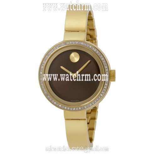 Movado Bold Chocolate Metallic Dial Diamond Yellow Gold Ion-plated Ladies Watch 3600282