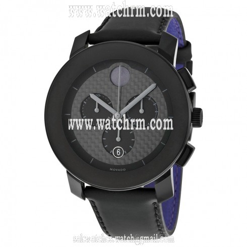 Movado Bold Chronograph Black Dial Black Leather Unisex Watch 3600227