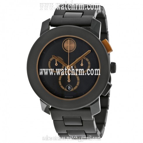 Movado Bold Black Dial Black Stainless Steel Case and Band Men's Quartz Watch 3600271