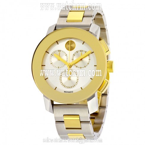 Movado Bold Chronograph Silver Sunray Dial Two- tone Unisex Watch 3600357