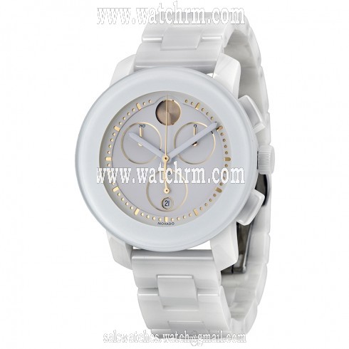 Movado Bold Chronograph White Ceramic Ladies Watch 3600187