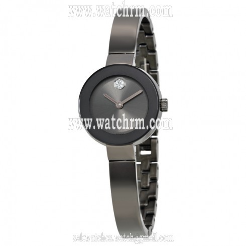 Movado Bold Crystal Marker Gunmetal Plated Bangle Ladies Watch 3600324