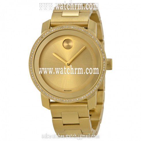 Movado Bold Diamond Gold Dial Gold Ion-plated Stainless Steel Ladies Watch 3600150