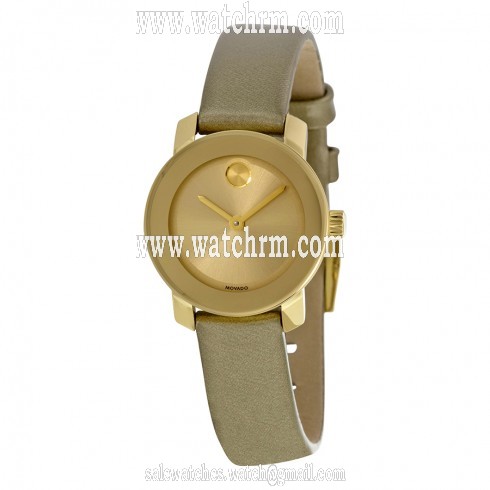 Movado Bold Gold Dial Gold Leather Ladies Watch 3600339