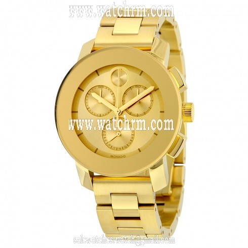 Movado Bold Gold-toned Metallic Dial Unisex Chronograph Watch 3600358