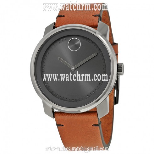 Movado Bold Grey Dial Brown Leather Men's Watch 3600366