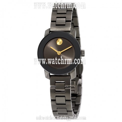 Movado Bold Grey Dial Gunmetal Ion-plated Ladies Quartz Watch 3600326