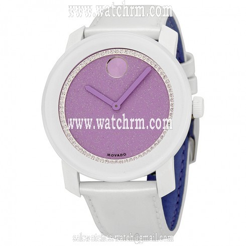 Movado Bold Lavender Dial Patent Leather Strap Ladies Watch 3600219