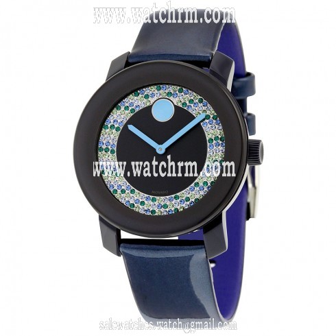 Movado Bold Navy Blue Pave Crystals Dial Ladies Watch 3600320