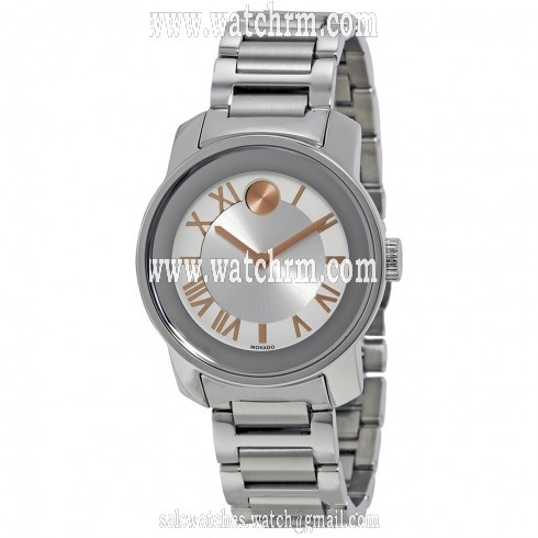 Movado Bold Silver Dial Stainless Steel Band and Case Ladies Quartz Watch 3600244