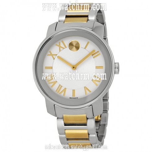 Movado Bold Silvered White Dial Two-tone Stainless Steel Men's Watch 3600208