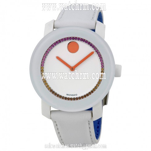 Movado Bold White Dial White Leather Ladies Watch 3600250