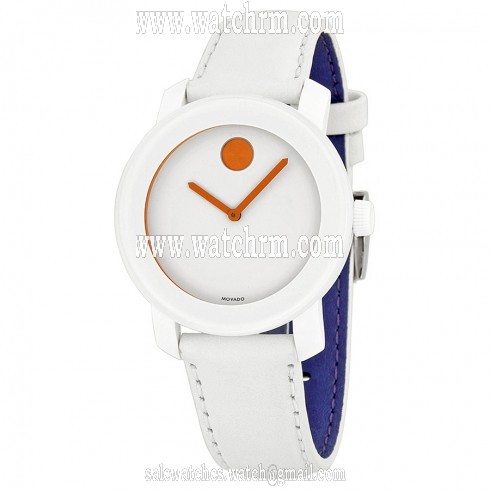 Movado Bold White Dial White Leather Strap Unisex Watch 3600153