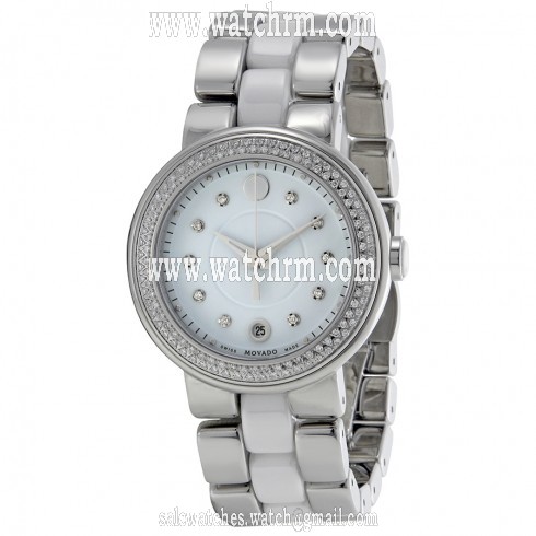 Movado Cerena Diamond White Ceramic and Stainless Steel Ladies Watch 0606625