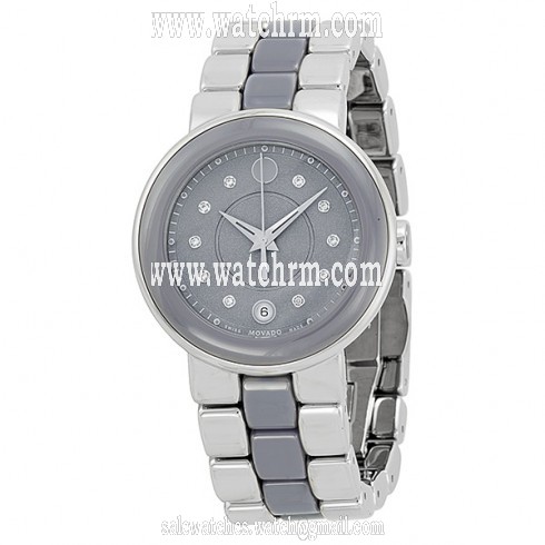 Movado Cerena Lilac Dial Lilac Ceramic and Stainless Steel Ladies Watch 0606554
