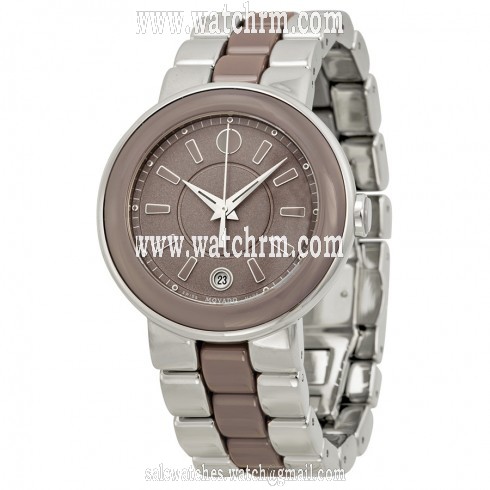 Movado Cerena Smoky Lilac Dial Stainless Steel and Ceramic Ladies Watch 0606553
