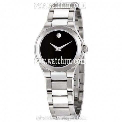 Movado Defio Black Dial Ladies Stainless Steel Watch 0606334
