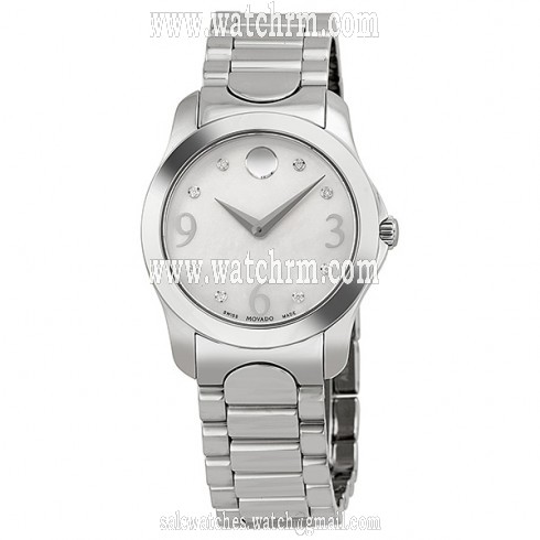 Movado Diamond Mother of Pearl Dial Stainless Steel Ladies Watch 0606696