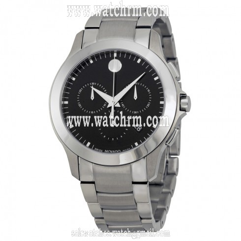 Movado Masino Chronograph Black Dial Stainless Steel Men's Watch 0606885