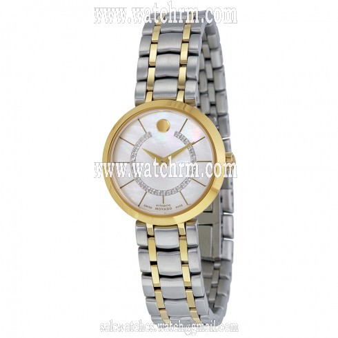 Movado Mother of Pearl Diamond-set Dial Two-tone Ladies Watch 0606921