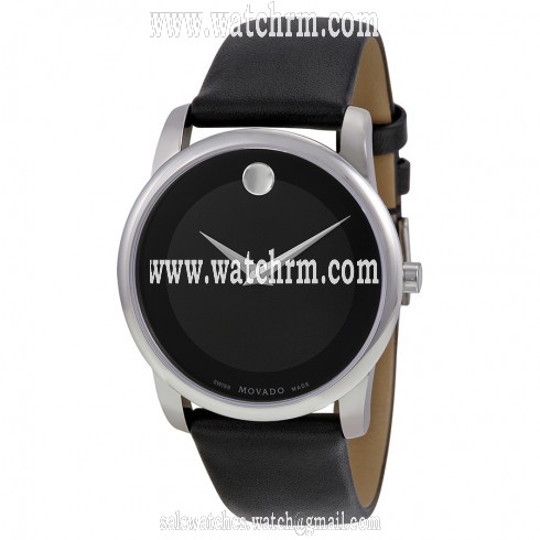 Movado Museum Black Dial Black Leather Strap Men's Watch 0606502