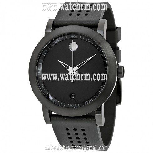 Movado Museum Black Dial Rubber Strap Men's Watch 0607038