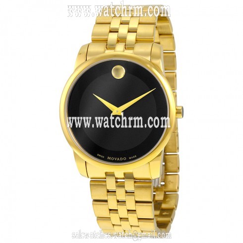 Movado Museum Classic Black Dial Stainless Steel Yellow PVD Men's Watch 0606997