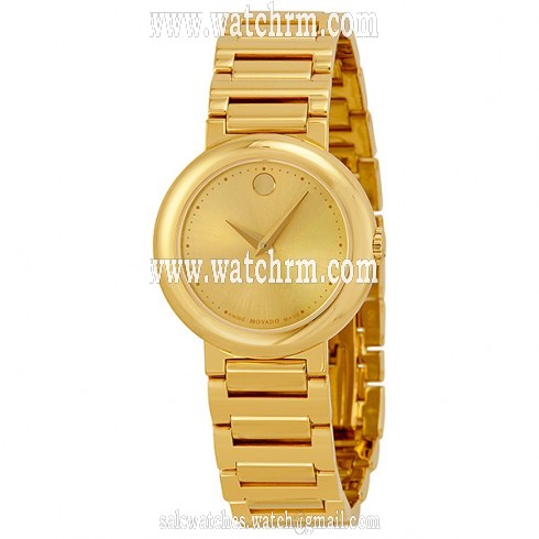 Movado Museum Gold Dial Gold-Tone Stainless Steel Ladies Watch 0606704