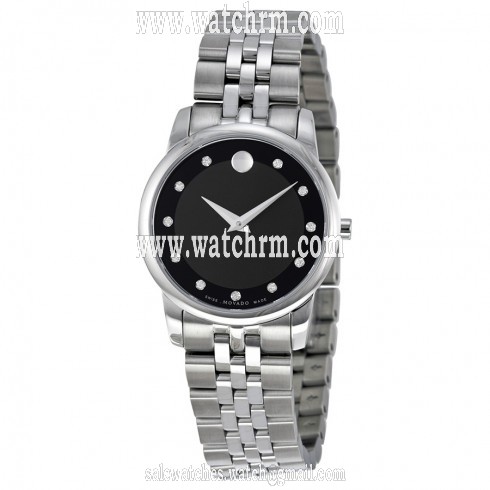 Movado Museum Quartz Black Dial Silver Stainless Steel Ladies Watch 0606858