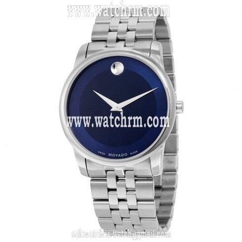 Movado Museum Quartz Metallic Blue Dial Stainless Steel Men's Watch 0606982