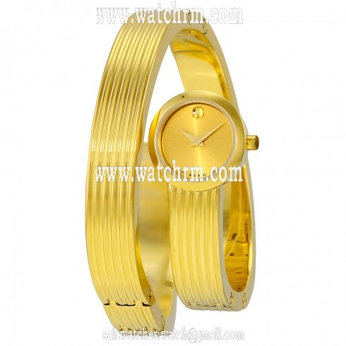 Movado Museum Wrap Yellow Gold Soleil Dial Ladies Dress Watch 0606806
