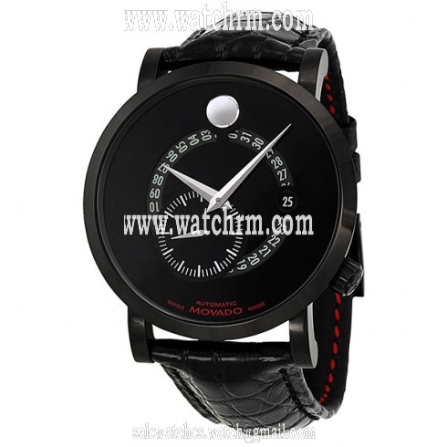 Movado Red Label Automatic Animated Date Small Seconds Black Dial Men's Watch 0606485