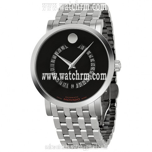 Movado Red Label Automatic Black Dial Animated Date Stainless Steel Men's Watch 0606284