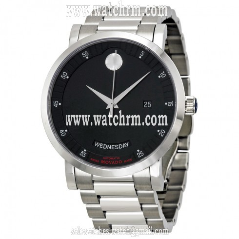 Movado Red Label Automatic Black Dial Stainless Steel Men's Watch 0606844