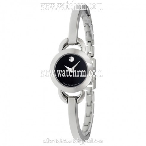 Movado Rondiro Black Dial Stainless Steel Bangle Ladies Watch 0606796