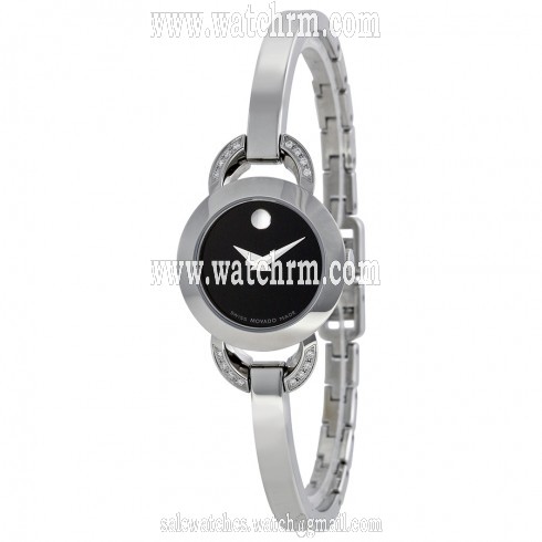 Movado Rondiro Black Dial Stainless Steel Bangle Ladies Watch 0606798