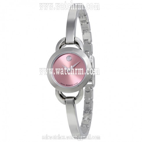 Movado Rondiro Pink Dial Stainless Steel Bangle Ladies Watch 0606797
