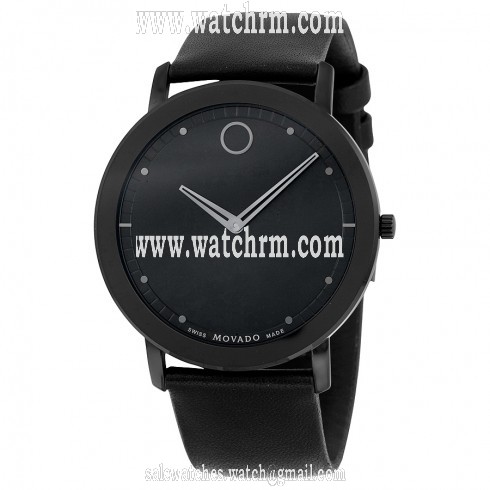 Movado Sapphire Black Dial Black Leather Men's Watch 0606884