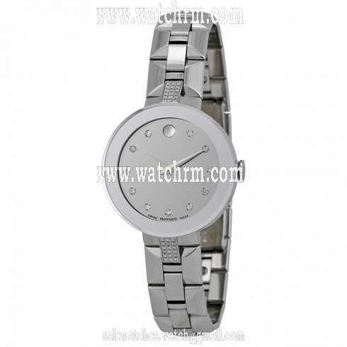 Movado Sapphire Silver Diamond Dial Stainless Steel Ladies Watch 0606815