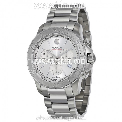 Movado Series 800 Chronograph Silver Dial Stainless Steel Men's Watch 2600111