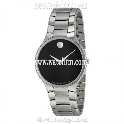 Movado Serio Black Dial Stainless Steel Men's Watch 0606382