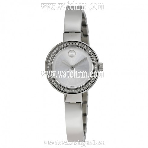 Movado Silver-Toned Sunray Dial Silver Stainless Steel Band and Case Ladies Quartz Watch 3600321