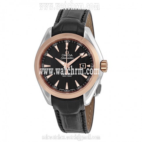 Omega Aqua Terra Automatic Black Dial Black Leather Ladies Watch 23123342001002