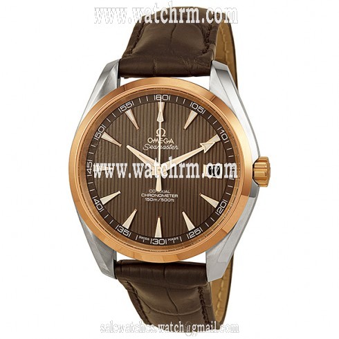 Omega Aqua Terra Co-Axial Teak-Grey Dial Brown Leather Men's Watch 23123422106001